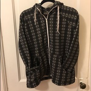 Kavu black and white zip up hoodie